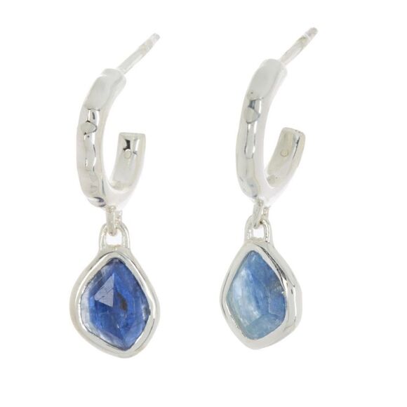 Monica Vinader Sterling Silver‎ Siren Mini Kyanite Nugget Huggie Earrings, NWT main image 3